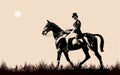 Gentleman riding a horse in retro style